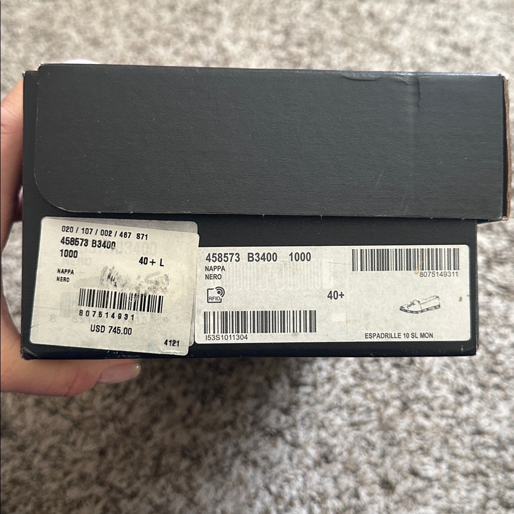 BNIB Authentic Saint Laurent Monogram Lambskin Espadrilles 40.5 Nero Black - Picture 11 of 11